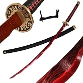 46" Rivers of Blood Sword Sharp Real Sword Full Tang Handmade High Carbon Steel,Copper Guard,with Display Stand and Belt,for Cosplay,Collection