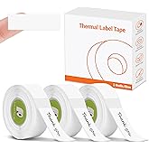 Rongta R5 Label Maker Tape, 14x40mm (0.55"x1.57"), Standard Laminated Thermal Label Tape Replacement, for Home Office Small Business, 180 Labels/Roll (White, 3 Rolls)