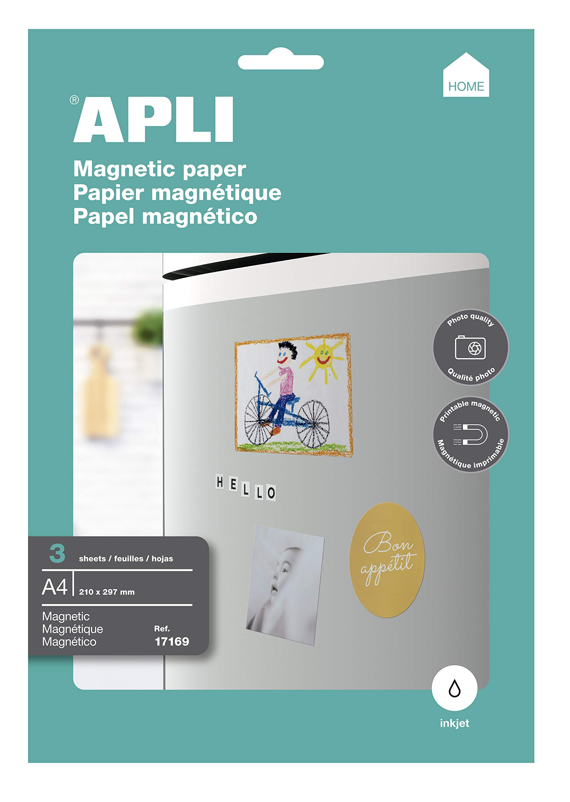 Apli 17169 Printable Magnetic Paper with 3 Sheets