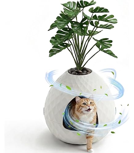 Amazon.com: Giantex Cat Litter Box Plant - Hidden Litter Box Furniture with  Lights, Electronic Odor Removal System, Door, Scoop, Artificial Plant, Cat  Litter Box Enclosure Planter Home Decor, Easy to Clean :