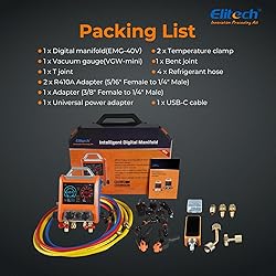 Elitech Digital 4 Valve Manifold Gauge HVAC with