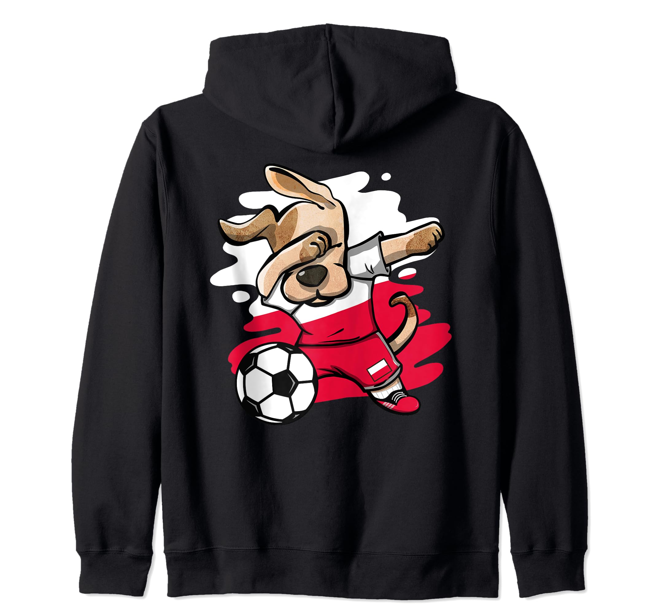 Dabbing Dog Poland Soccer Fans Jersey Polish Flag Football Zip Hoodie
