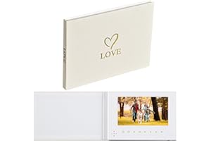 JTRF LOVE-Beige Video Greeting Book – Linen Hardcover with Love Theme, 7-Inch HD Display, 4 GB Storage, Video & Photo Greeting Gift for Weddings, Milestones, Family Moments