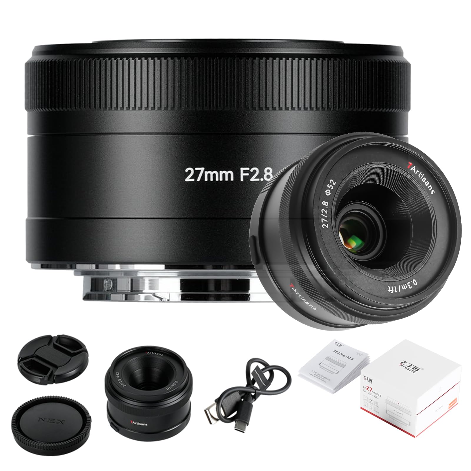 7artisans AF 27MM F2.8 Autofocus lens, Wide Angle APS-C Captivating Autofocus Camera Lens for Stunning Photography (E mount A5 A6 A7 FX A9 ZV-E series, Black)