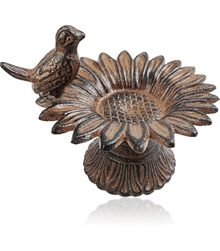 HJHHARTSPACE Cast Iron Bird Bath, Bird Baths For Outdoor, Metal Bird Bath With Bird Statues Bird Bath And Bird Feeder Bowl Tray Yard Garden Lawn Outside Decoration