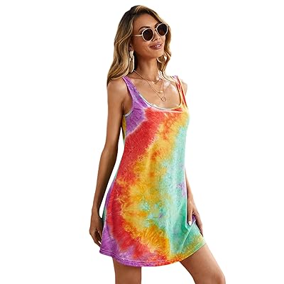Romwe Womens Casual Tie Dye Sleeveless Scoop Neck Puerto Rico