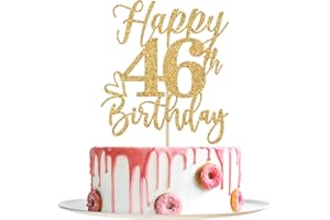YOTAWEBERY Happy 46th Birthday Cake Topper, 46th Birthday Decorations, Cheers to 46 Years, Hello 46, 46th Happy Birthday Party Supplies Gold Glitter