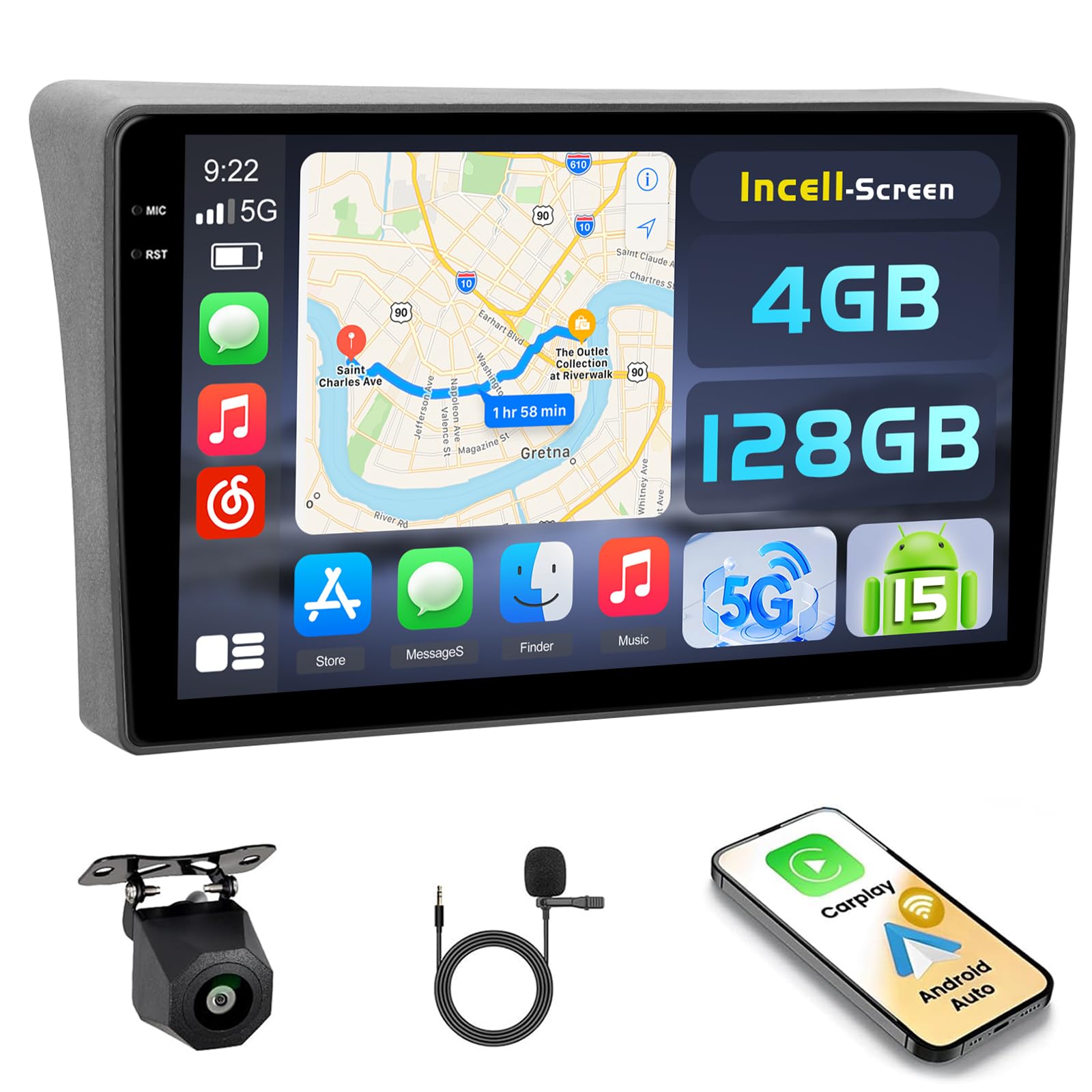 Photo 1 of [4+128G] Android 15 Car Stereo for Nissan Frontier Pathfinder 2005-2008, Hikity 9'' in-Cell Touchscreen Radio Wireless Carplay Android Auto WiFi/Bluetooth/Mirror Link GPS SWC FM/RDS/EQ Backup Cam+Mic