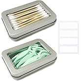 MatFirsmo Cotton Swab Holder for Travel, 2 Pcs Portable Small Dental Floss Holder Empty Metal Cotton Ball Holder, Travel Floss Picks Case with Dustproof Lid for Cotton Swabs Hair Ties Floss