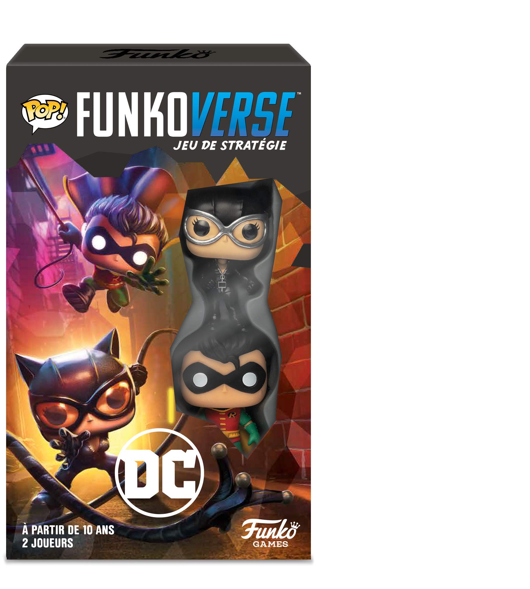 Funko Games Funkoverse DC Extension - CatWoman And Robin - 3'' (7.6 Cm) POP! - Light Strategy Board Game For Children & Adults (Ages 10+) - 2-4 Players - Collectable Vinyl Figure - Gift Idea