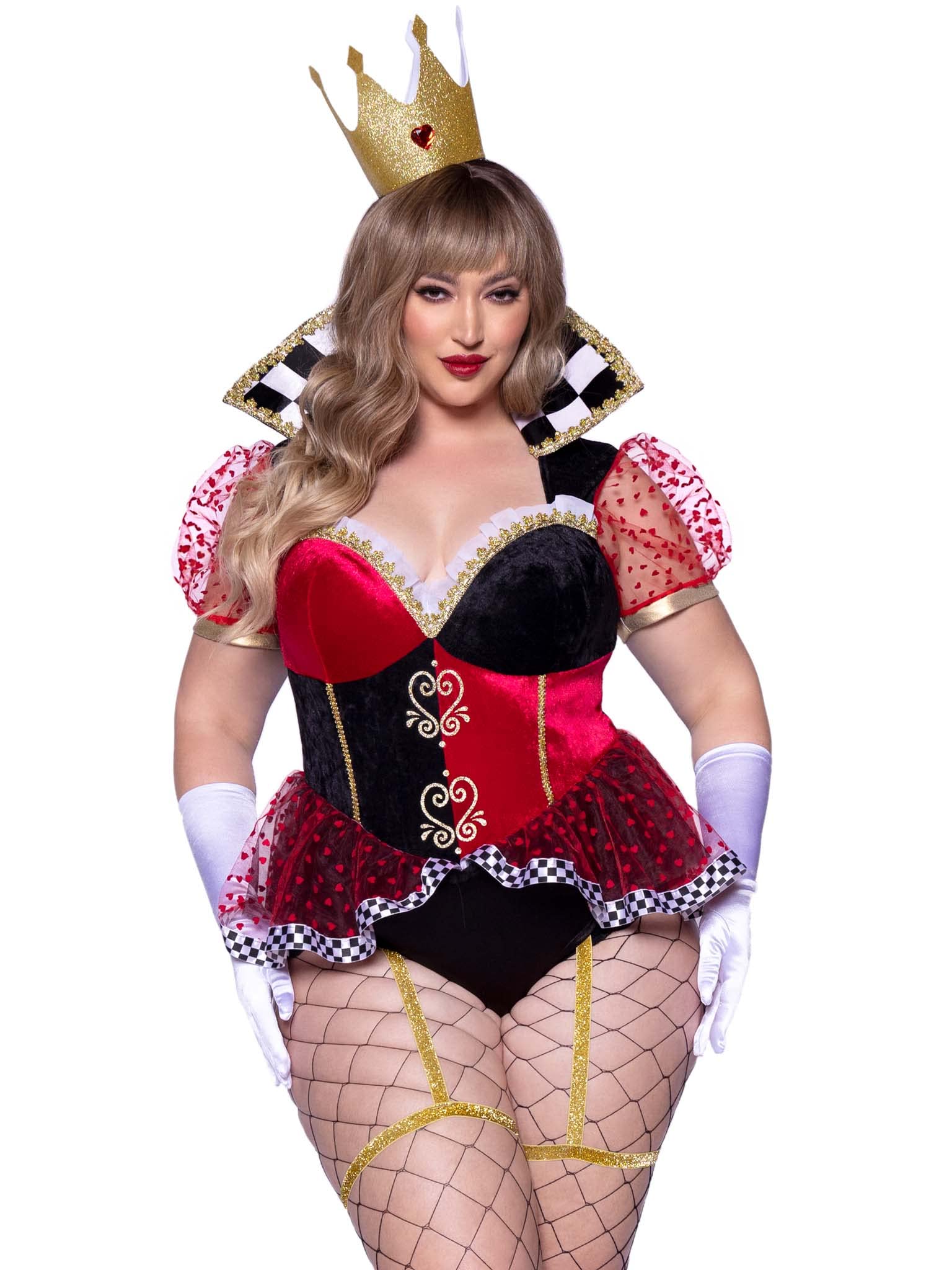 Leg Avenue Women's Plus Size 2 Pc Ravishing Red Queen Costume with Bodysuit, Crown Headband
