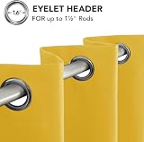 Deconovo Thermal Insulated Eyelet Blackout Curtains 90x90 Mellow Yellow 2 Panels view 7