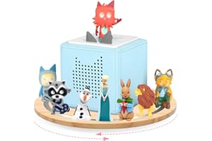 RZYLKA 360° Round Turntable for Tonies Box Organizer Storage Shelf, Magnetic Floating Shelves for Toniebox 1/2 Player Tonies Figures, Display Collection 10~15 Characters (Natura)