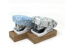 Aria Premium Mini Stapler Set by PraxxisPro - with Built-in Staple Removers, 2000 Standard Staples Included - for Office, School, and Travel, Set of 2, Bluebell & Dandelion