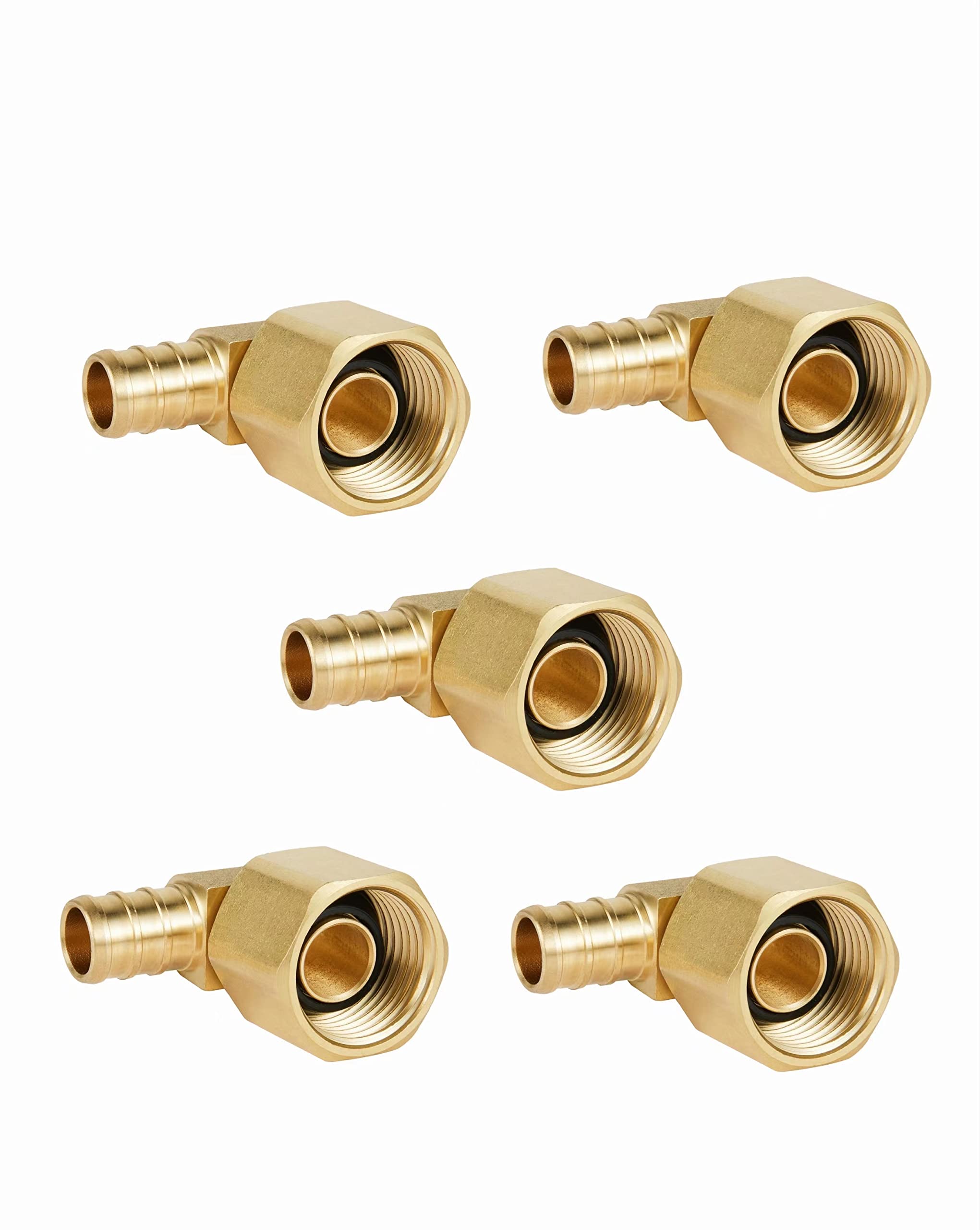 Photo 1 of (Pack of 5) EFIELD Barb Crimp Pex fittings 3/4" X 3/4" Female NPT Swivel Elbow Adapter, Heavy Duty,ASTM F1807,(PEX1807223-5PCS)