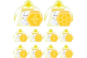 Lounsweer 48 Set Christmas Baby Shower Favors Honeycomb Soap Bar Gift Set for Guest Scented Soap with Card Bags for Gender Reveal Holiday Wedding Birthday Honey Keepsakes Decorations(Bee Honeycomb)