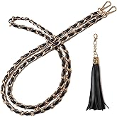 BEAULEGAN Purse Chain Strap - Microfiber Leather - Replacement for Crossbody Shoulder Bag - 51 Inch Long, Black/Gold