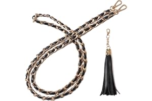 BEAULEGAN Purse Chain Strap - Microfiber Leather - Replacement for Crossbody Shoulder Bag - 51 Inch Long, Black/Gold