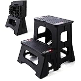 STOODER Folding Step Stool, 2-Step 8" 17", Non-Slip, 300lb Capacity | No Assembly, Stable A-Frame, Safety Lock, Anti-Slip Rubber Feet, Collapsible Stool for Kitchen Bathroom Bed RV Offic Garden