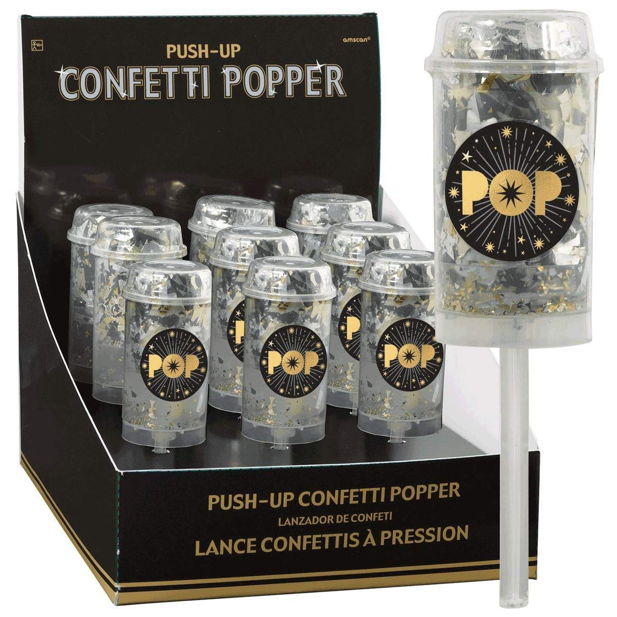 amscan 3900436 CONFETTI POPPER PUSH POP