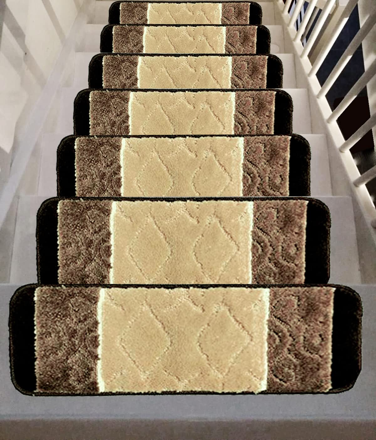 gloria STAIR CARPETS HIGH PILE NON SLIP STAIR PADS FOR YOUR STAIRS PERFECT STAIR TREADS FOR YOUR HOME (8.5" x 26", 2207-BRW-HP-EU)