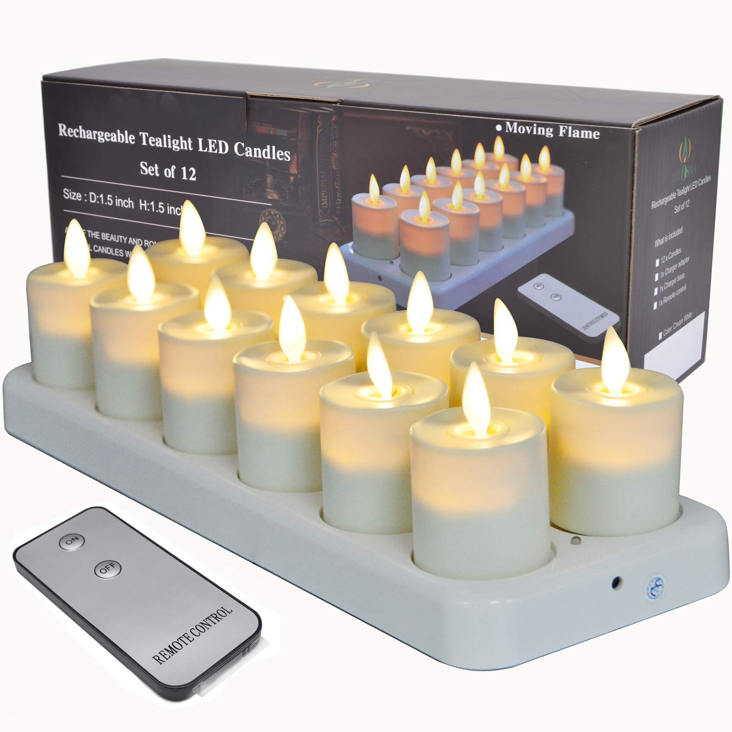 Rechargeable Flickering LED Tea Lights Flameless Votive Candles with