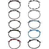 LIQWEI 10 Pcs Nautical Braided Rope Bracelet, Handmade Adjustable Handmade Navy Cord Adjustable String Wave Bracelets for Men Friendship (10 Colors)