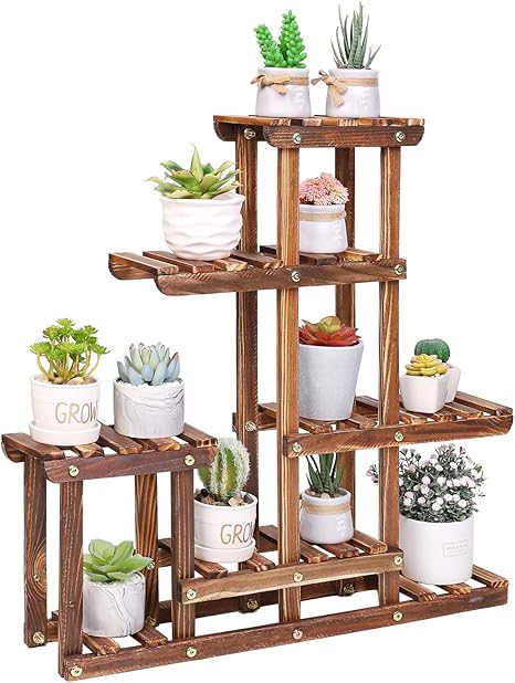 unho estanteria de madera para macetas mueble plantas para exterior interior soporte para suculentas con 6 estantes 60 x 11 5 x 61 5cm