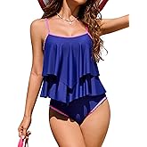 DaiLiWei Tankini Swimsuits Women Tummy Control Bathing Suit 2 Piece Modest Swim Suits Ruffle Top High Waited Bikini Bottom