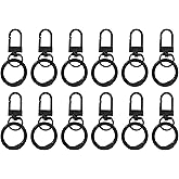 PATIKIL 12 Pcs Lobster Claw Clasp, Colorful Metal Keychain Clasp Swivel Hooks with Spring Key Rings Trigger Clips for Bag Door Key Chains DIY Craft Jewelry Making, Black
