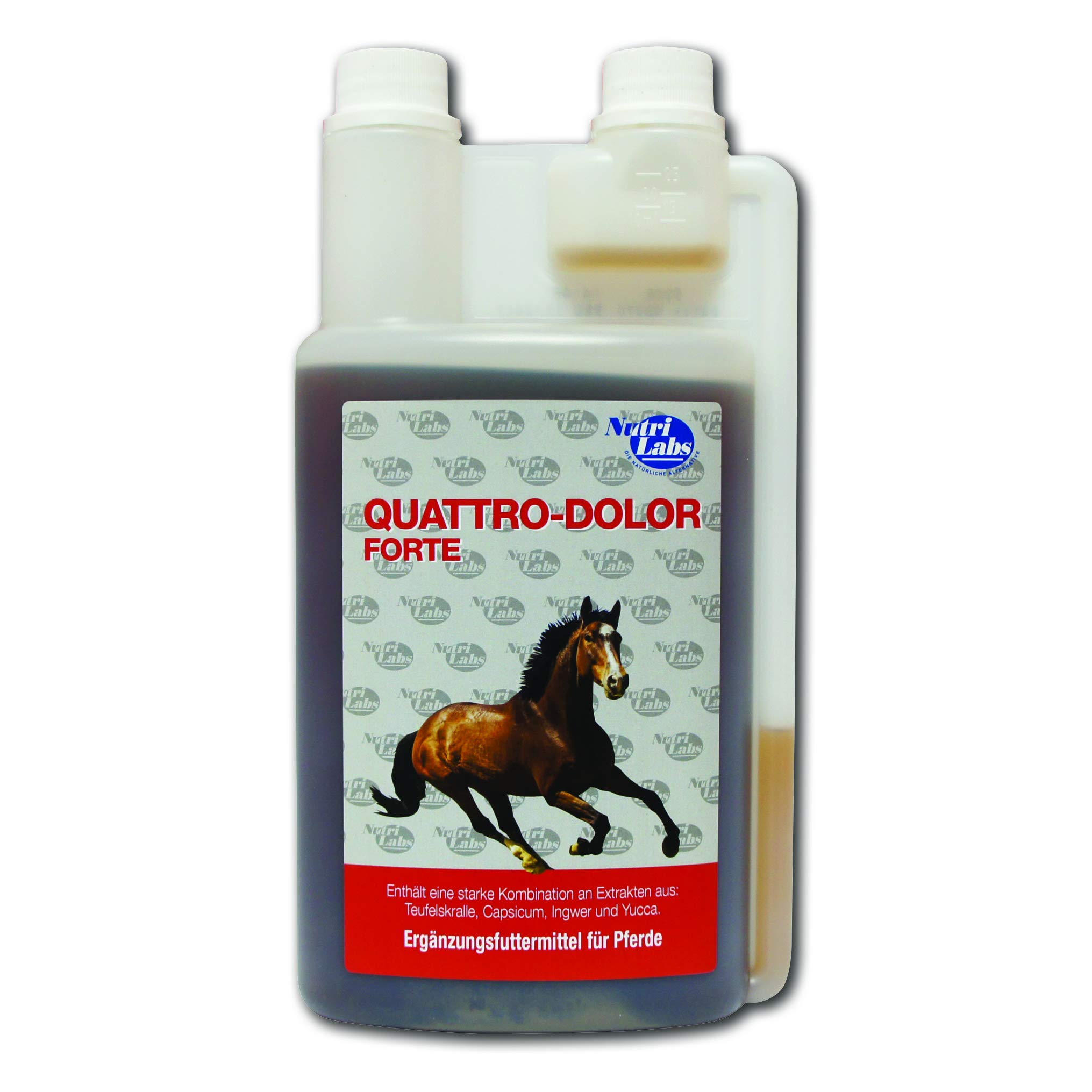 NutriLabs Quattro-Dolor forte Liquid with Devil's Claw and Other Plant Extracts to Support Horses Movement Fappary, Maintain Mobility, 1.0 L