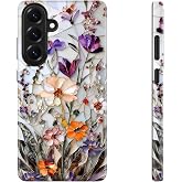 DEENAKIN for Samsung Galaxy S26 Case,Cute Floral,Wireless Charging | Compatible with Magsafe, Dual-Layer Hard Shell + Silicone, Shockproof Protective Phone Cover for Women Girls
