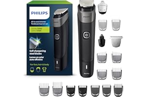 Philips Multi Groomer All-in-One Trimmer Series 5000, Mens Grooming Kit with Trimmer for Beard, Head, Hair, Body, Groin, Nose