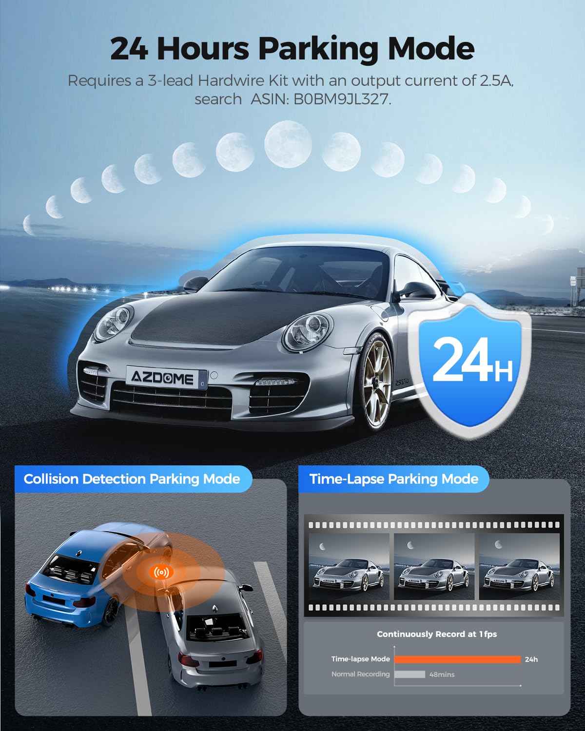 AZDOME 5K 3 Channel Dash Cam, Free 64GB Card, 4