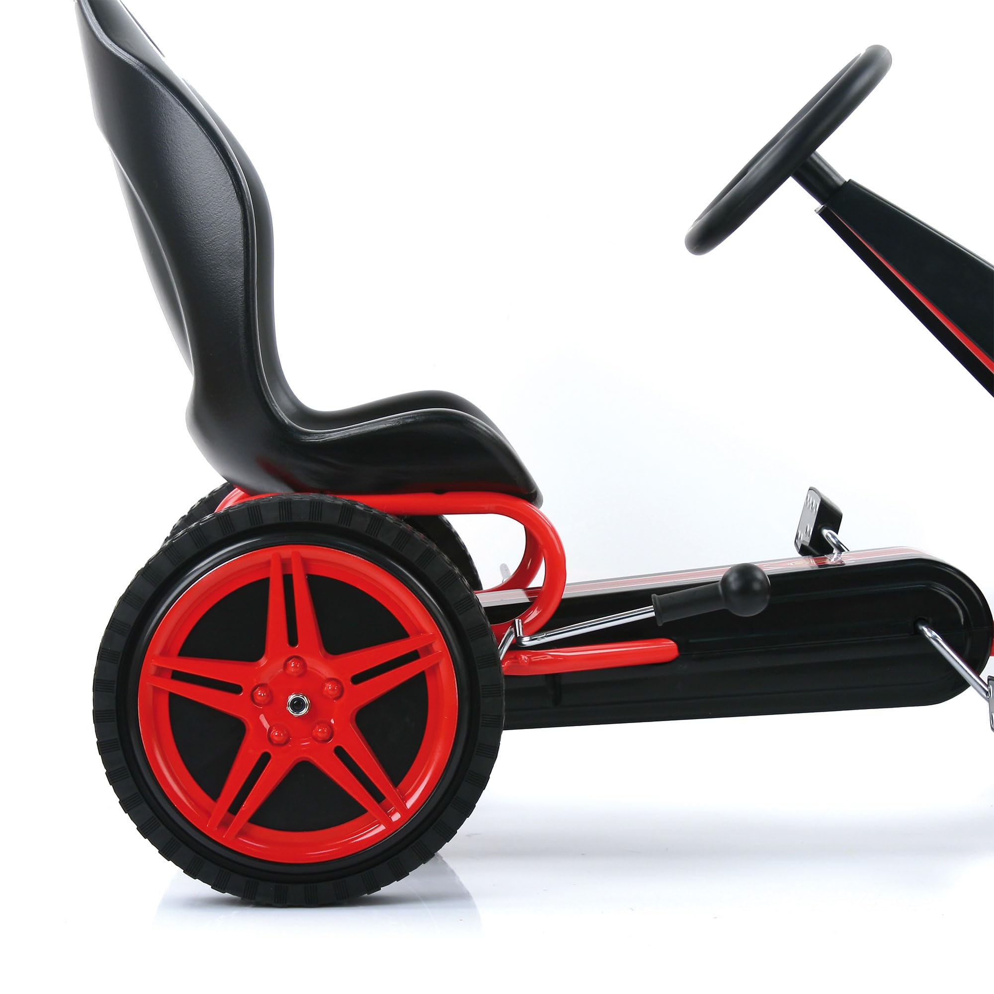 hauck Kids Pedal Go Kart, Hurricane 4 Wheel Bike Cart with Rubber Tires, Ages 4-10, Red - Outdoor Ride-On Bicycle Karts with Wheels for Boys and Girls