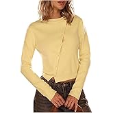 SHENHE Women's Button Up Sweater Cardigan Crew Neck Y2k Fall Knit Going Out Crop Sweater