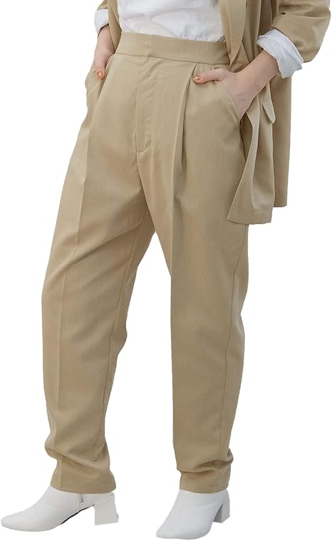 Amazon アンドジェイ ツイル タック テーパード パンツ 4527 レディース M ベージュ ロングパンツ 通販