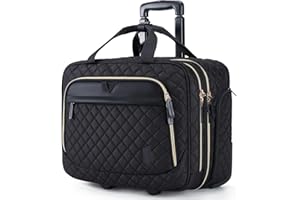 BAGSMART 17.3 Inch Rolling Laptop Bag for Women and Men, Briefcase With Wheels, Computer Case for Work Travel Business, Quilt