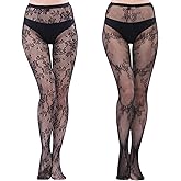 WEANMIX Fishnet Stockings Lace Patterned Tights High Waist Pantyhose Fishnets for Women