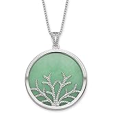 Belacqua Natural Green Jade Tree of Life Pendant Necklace in Sterling Silver, 18 Inches Box Chain, Fashion Jewelry for Women, Gift Box Included