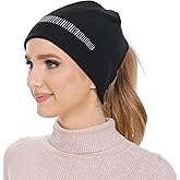 GADIEMKENSD Ponytail Beanie for Women Running Winter Hat with Reflective Accents