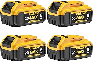 Bboattloir 4-Pack 8000mAh Replacement for DeWalt 20V Max Battery- Compatible with DCB206 DCB200 DCB201 DCB207 DCB203 DCB205, Fits 20V Battery Lithium ion Tools & Original Chargers
