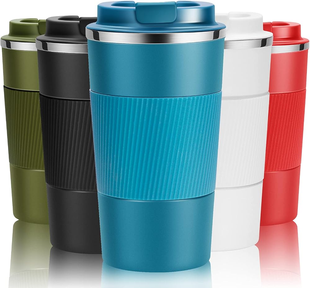 YINJOYI Travel Mug 380ml Stainless Steel Vacuum Insulated Blue