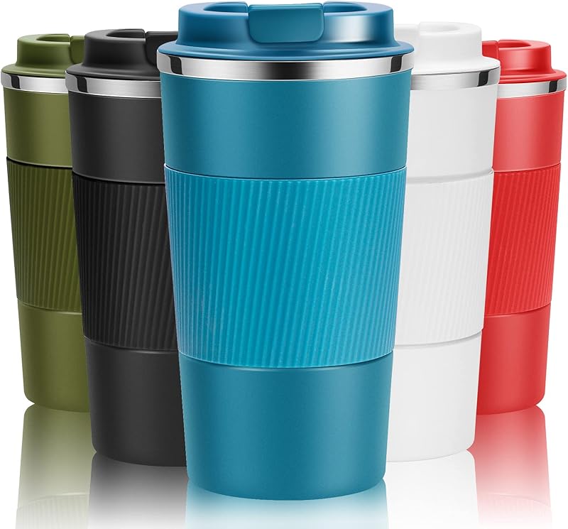YINJOYI Travel Mug 380ml Stainless Steel Vacuum Insulated Blue