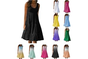 SEAOPEN Sundress for Women 2024 Summer Sleeveless Tank Dresses Casual Tiered Trendy Sundress Loose Swing Midi Dresses