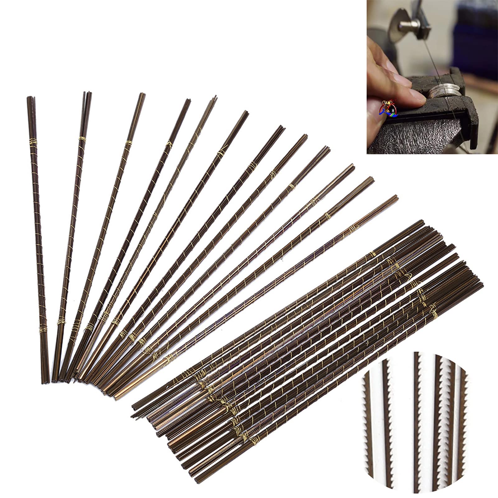 TMISHION Scroll Saw Blades, 144-Piece Set, High Carbon Steel Blades for Wood, Metal, Plastic Cutting, 3 Types, DIY Jewelry Making, Woodworking Tools
