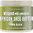 RA COSMETICS Whipped Shea Butter Lemongrass - 100% Pure and Natural African Shea Butter - Handcrafted Moisturizer with Essential Vitamins for Radiant Skin and Luscious Hair - 12oz Jar