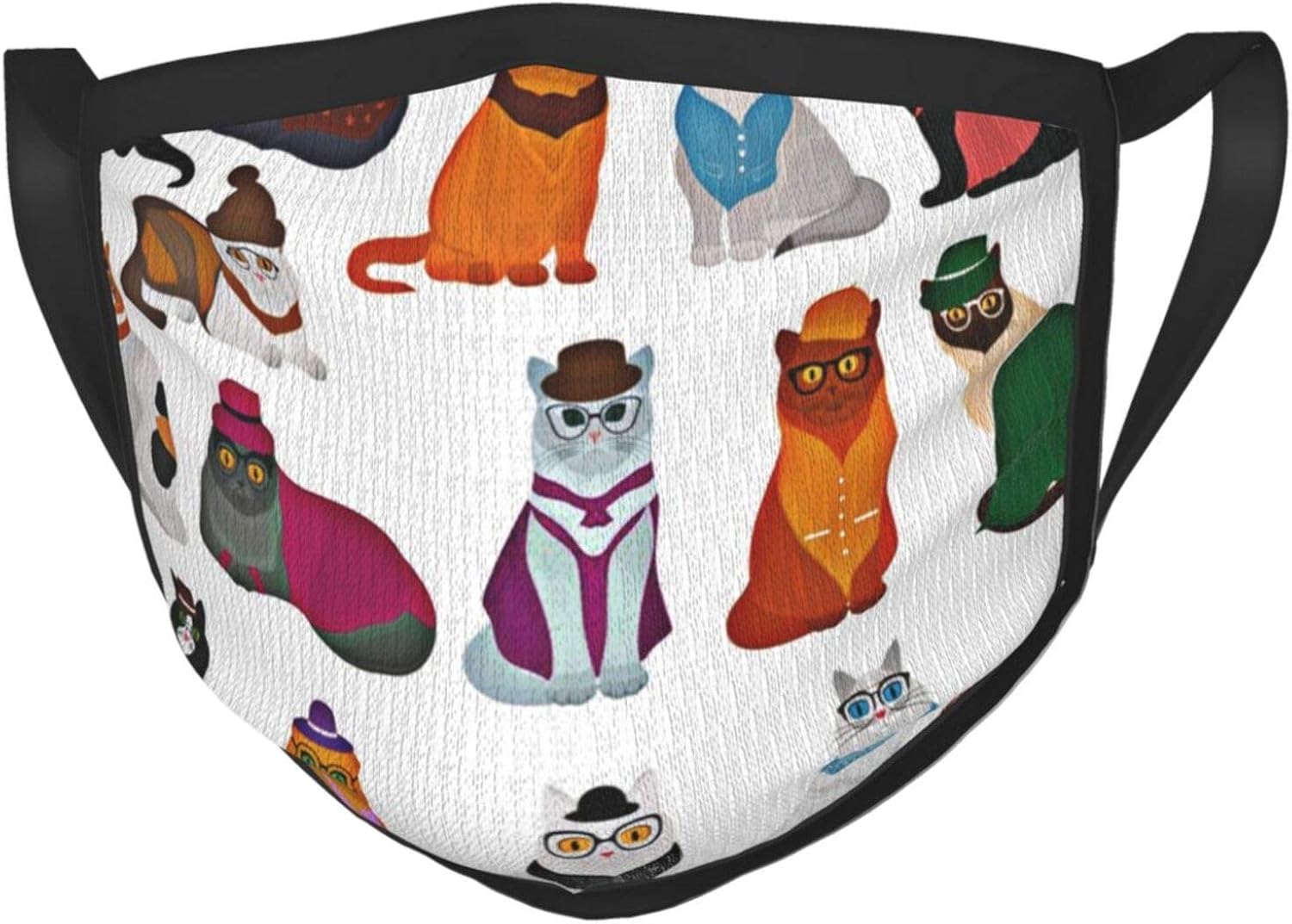 Set of Cats. Cat in Hat, Clothes and Other Accessories. Reusable Face