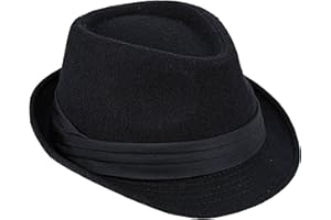 IZUS Classic Manhattan Fedora Hat Felt Trilby Short Brim Bowler Hat for Mens Womens 23"
