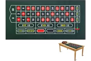 Luckin Sports 72 X 36 inch Professional Casino Roulette and Craps Tabletop Felt Layout, Up to 10 Players. 100% Fabric, Waterproof and Stain Resistant, Washable and Ironable. (Green(Roulette))